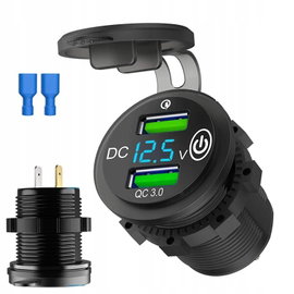 ŁADOWARKA MOTOCYKLOWA 2USB Quick Charge Woltomierz
