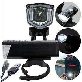 Lampka rowerowa przednia zasilana z akumulatora 800mAh ładowana z USB 300lm