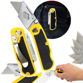 Nóż tapeciak składny łamane ostrze trapez trapezowy nożyk 18mm + ostrza