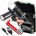mocna LATARKA LED AKUMULATOROWA ŁADOWANA USB-C ALUMINIOWA ZOOM ŁADOWARKA 65