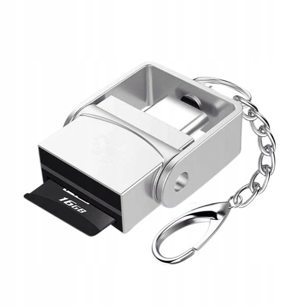 CZYTNIK KART MICRO SD USB-C OTG DO TELEFONU TABLETU BRELOK DO KLUCZY METAL