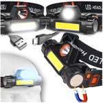 LATARKA CZOŁOWA LAMPKA CZOŁÓWKA COB LED ŁADOWANA Z USB 3 w 1 UCHYT MAGNES