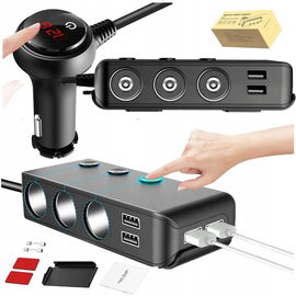 ROZDZIELACZ GNIAZDA ZAPALNICZKI 12/24V 4x USB QC Z WOLTOMIERZEM na prezent