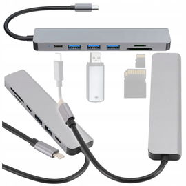 HUB rozdzielacz USB-C 7 w 1 czytnik kart SD 3x USB-A HDMI szybkie ładowanie