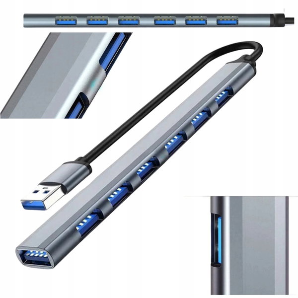HUB USB 3.0 ROZGAŁĘŹNIK PORTÓW ROZDZIELACZ 7x USB ALUMINIUM SLIM USB 3.2