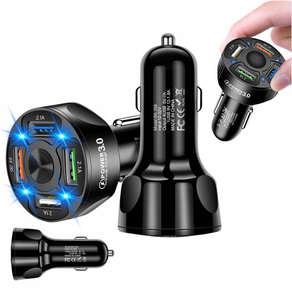 Szybka ładowarka samochodowa 4x USB Quick Charge 7A szybkie ładowanie QC