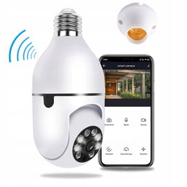 KAMERA ŻARÓWKA E27 WIFI WI-FI OBROTOWA TRYB NOCNY PODGLĄD ZDALNY ALARM FHD