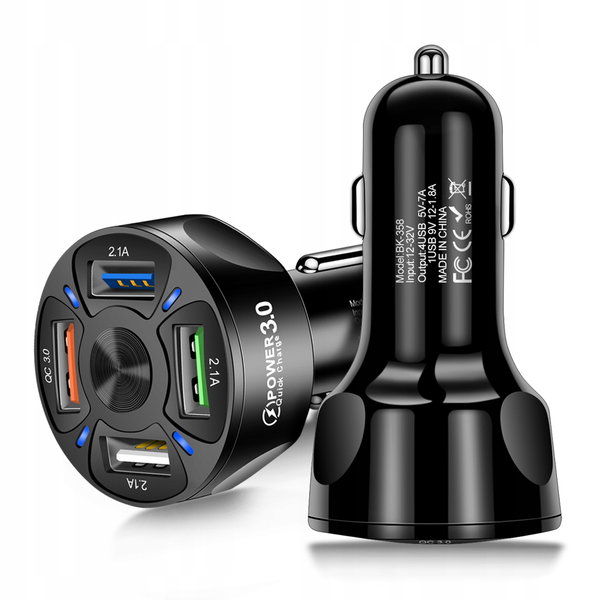 Ładowarka samochodowa do telefonu 4x USB Quick Charge 7A szybkie ładowanie