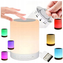 DOTYKOWY GŁOŚNIK BLUETOOTH MP3 FM SD LAMPKA NOCNA ZMIENNE KOLORY RGB