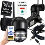 kamera Wi-Fi IP obrotowa zewnętrzna 5x Zoom FHD 3MP CZARNA 128GB kabel 5m