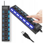 HUB ROZDZIELACZ ROZGAŁĘŹNIK PORTÓW USB X7 Z WŁĄCZNIKAMI WYŁĄCZNIKAMI PORTÓW
