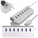 ROZGAŁĘŹNIK USB REPLIKATOR PORTÓW USB 3.0 HUB ALUMINIOWY 5Gb/s 7 PORTÓW