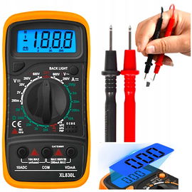 CYFROWY MULTIMETR MIERNIK PRĄDU UNIWERSALNY PODŚWIETLANY + kable