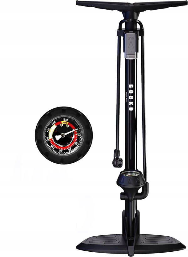 Pompka Rowerowa Podłogowa Manometr 160 Psi Wielofunkcyjna Gobko Pro