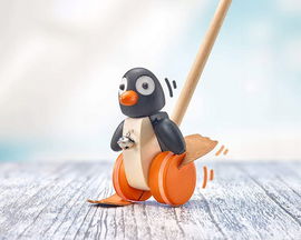 Selecta 62071 Figurka do pchania Pingo, drewniana