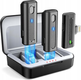 BEZPRZEWODOWE MIKROFONY PRZYPINANE MODEL NO. M9-2L - CZARNE DO IPHONE