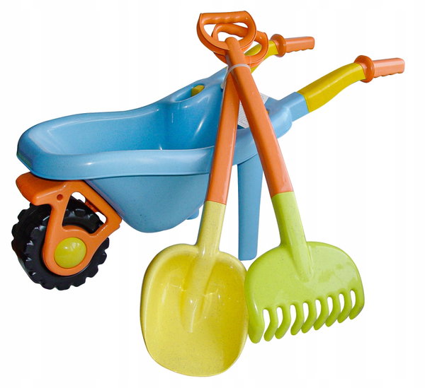Hemar ECO Line taczka do piasku duża 74 cm kolor błękitny + łopatka grabki