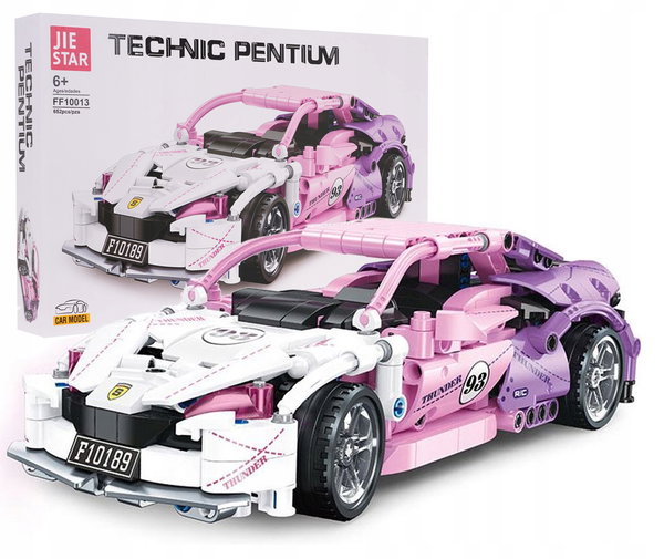 Zestaw Klocków Technik RACE wyścigówka bolid Autko Sportowe Różowe 652 el.