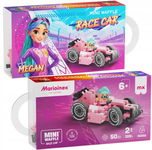 Marioinex Waffle Mini Samochody Race Car, Megan, 50 el, Pink, wyścigi 2w1