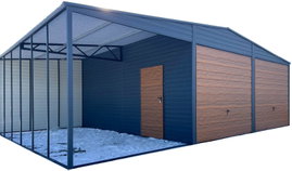 Wiata śmietnikowa 2x1m - 2x drzwi - zabudowana panelami dach  GP585