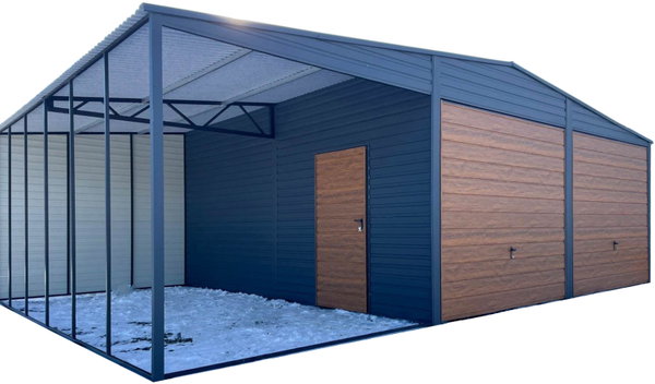 Wiata śmietnikowa 2x1m - 2x drzwi - zabudowana panelami dach  GP585