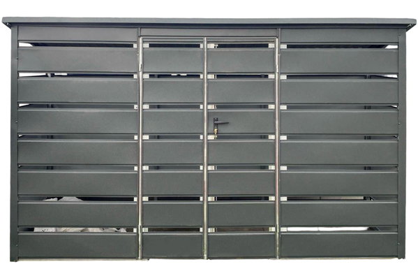 Wiata śmietnikowa dach prosty 4x0,6m 2x furtka GP557