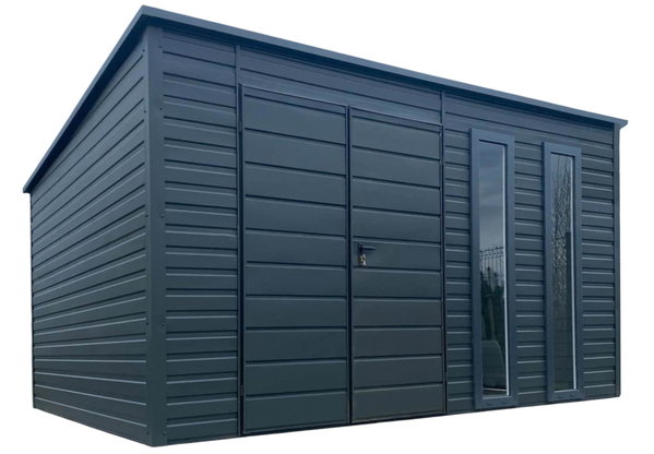 Schowek - Domek Ogrodowy 4,5x3 - Brama - 2x okno - antracyt - dach GP560
