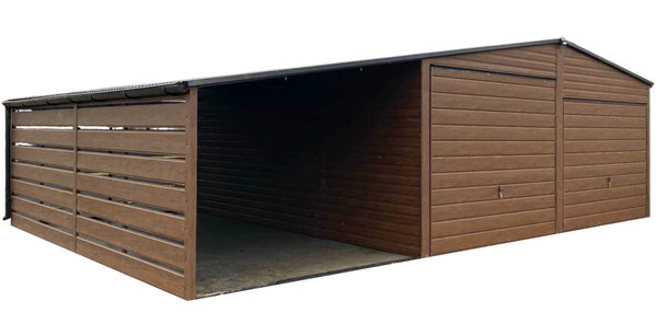 Garaż blaszany 6x6m wiata 3m 2x Brama Dach rynny GP657