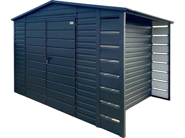 Schowek domek ogrodowy 3x2m wiata 0,5m brama dwuskrzydłowa dach GP659