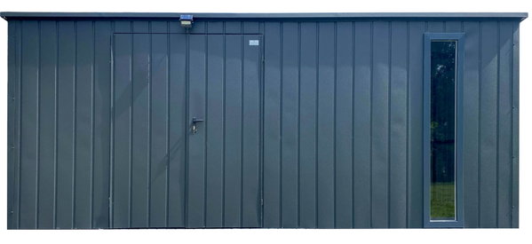 Schowek domek ogrodowy 5x2,5m - wiata 0,5m brama dwuskrzydłowa okno dach GP661