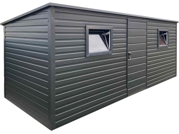 Schowek - Domek Ogrodowy 5,5x2m - drzwi - 2x okno dach GP668