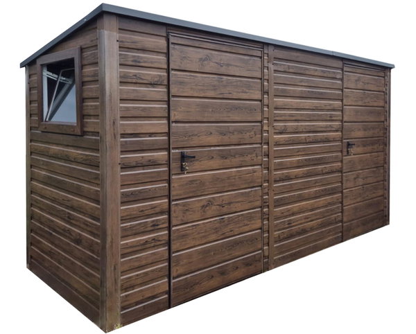 Schowek domek ogrodowy 4x1,5m 2x drzwi okno drewnopodobny GP694