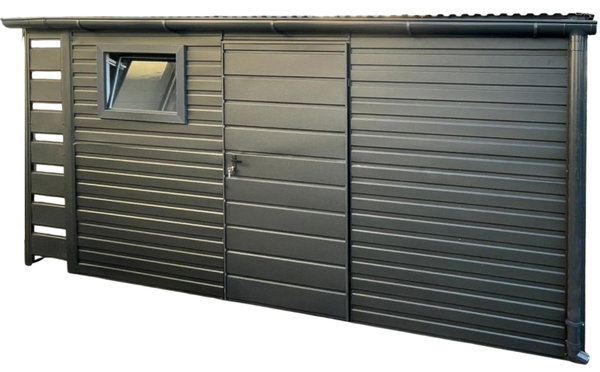 Schowek domek ogrodowy 4x2m wiata 0,5 m drzwi okno rynna GP697