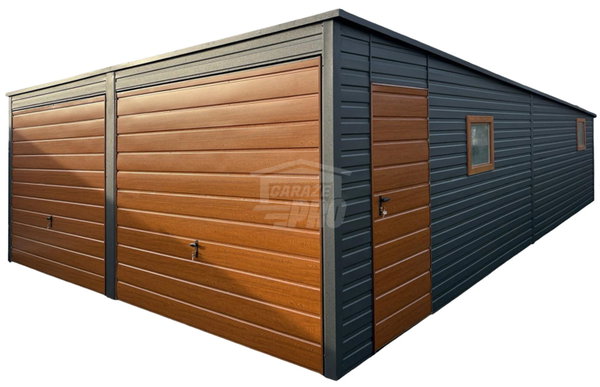 Garaż blaszany 6x9m - 2x brama - 5x okno - drzwi dach GP715