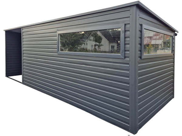 Schowek domek ogrodowy 4,5x2,5m wiata 2x2,5m drzwi 2x okno dach GP724