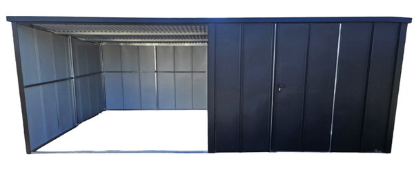 Schowek domek ogrodowy 2,3x3 m + wiata 3x3 m drzwi blacha na rąbek GP746