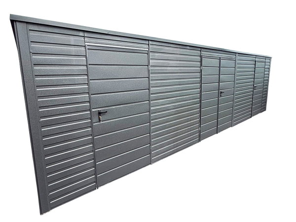 Schowek ogrodowy 6x2 m brama dwuskrzydłowa 2x drzwi dach GP758