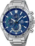 casio, ceas cronograf din otel inoxidabil, argintiu