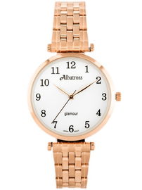 zegarek damski albatross glamour abbb97 (za537c) rose gold/white