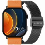 smartwatch gravity gt15-2 pomarańczowy pasek silikonowy + czarna bransoleta