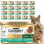 Mokra Karma Dla Dorosłych Kotów Królik Pasztet Purina Gourmet Gold 24x85g