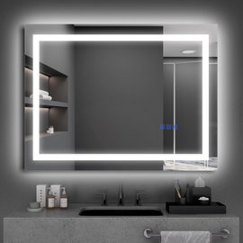 Lustro łazienkowe z oświetleniem LED 90 x70 cm z włącznikiem dotykowym