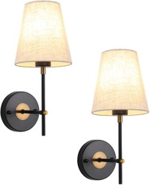Kinkiety Ścienne Loft Czarno Złote Komplet 2 szt. Lampa Ścienna E27 Vintage