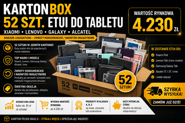 KARTONBOX 52szt. Etui do tabletu Xiaomi, Lenovo, Galaxy, Alcatel kat. A