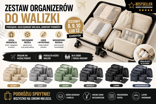 ZESTAW ORGANIZERÓW DO WALIZKI TORBY PODRÓŻNE KOSTKI PODRÓŻNE BOX 23szt A,B