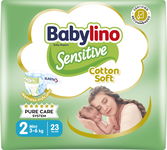 Babylino Sensitive Pieluchy Niemowlęta Rozmiar 2 Mini (3-6kg) 138 Jednostki