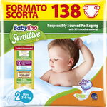 Babylino Sensitive Pieluchy Niemowlęta Rozmiar 2, Mini (3-6kg), 138 Jednost