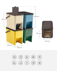 Kosze na śmieci do kuchni zestaw 4 szt. do układania w stosy 20L Kolorowe