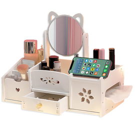 TOALETKA Z LUSTREM organizer na kosmetyki SZKATUŁKA na biżuterię BIAŁA MAŁA