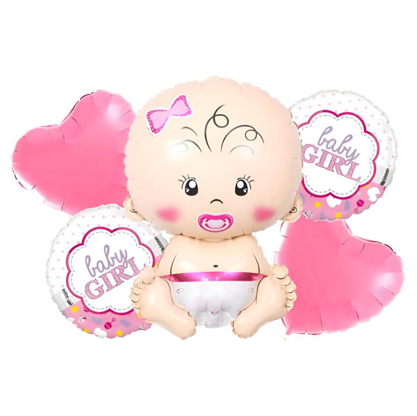 BALONY NA baby shower ZESTAW 5 szt bobas DZIEWCZYNKA BABY GIRL gwiazd BALON